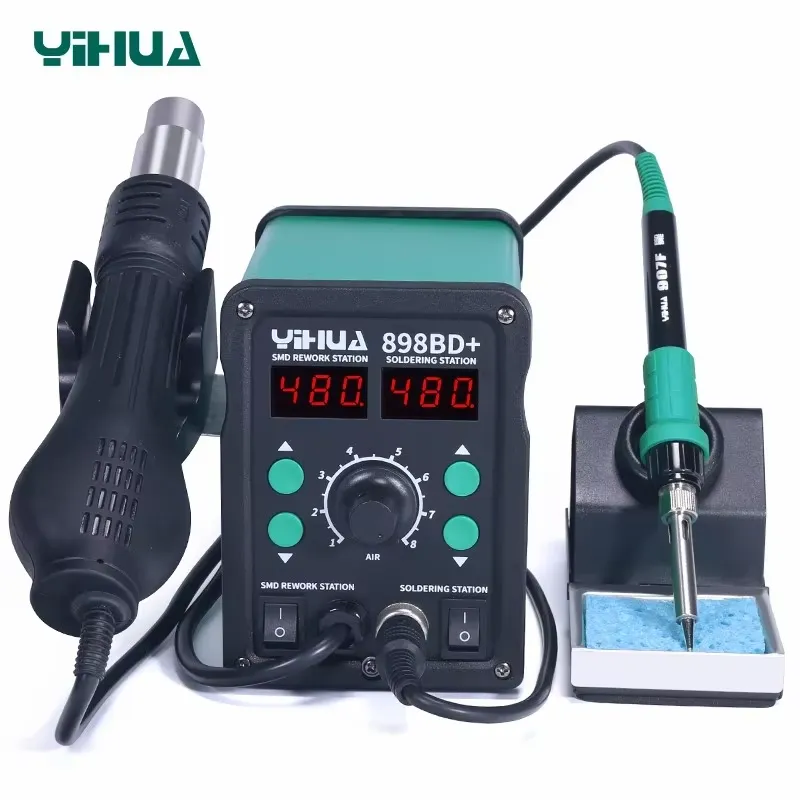 Smd Rework Station Hot Air Soldering 2 In 1 - YIHUA 898BD+ 220V 2-in-1 digitaal display