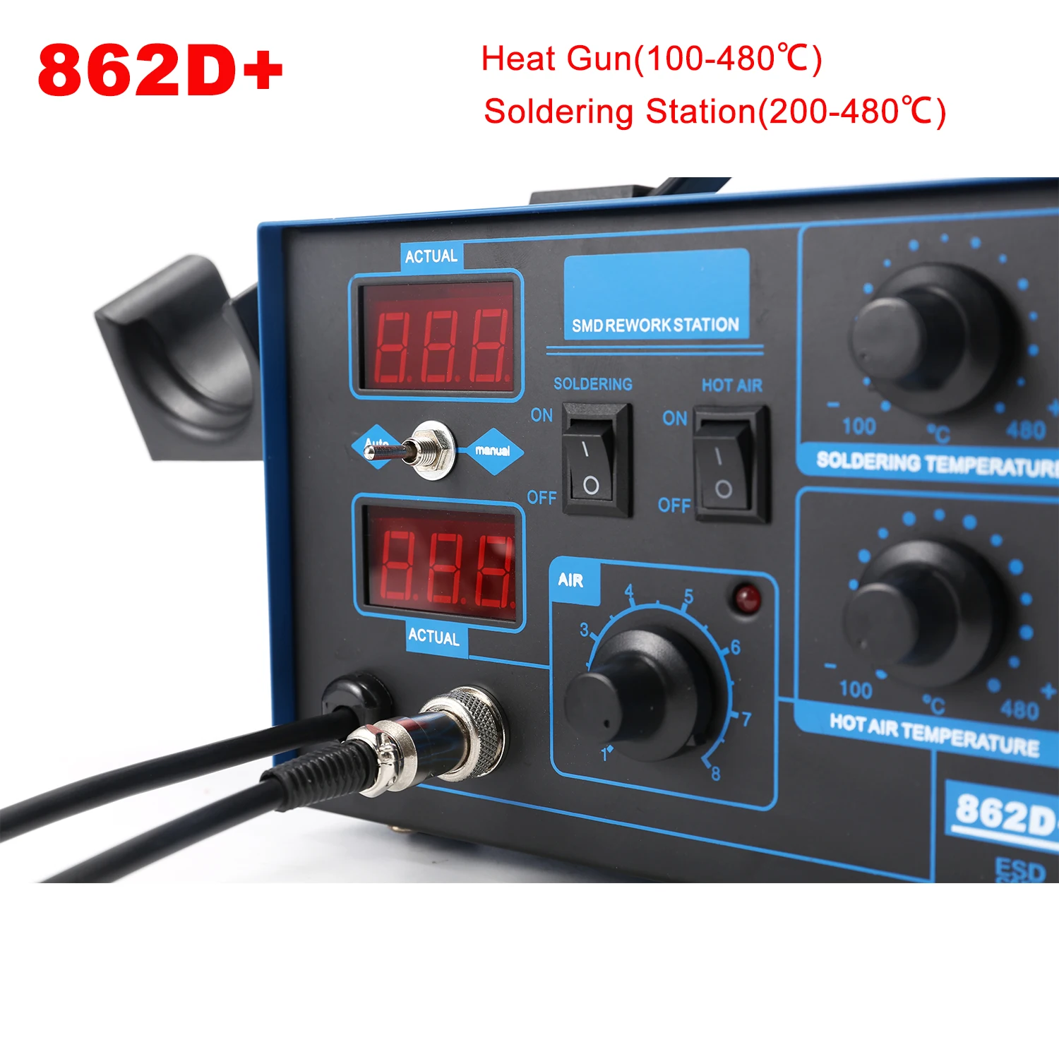 Smd Rework Station Hot Air Soldering 2 In 1 - 862D+ Soldeerstation 2-in-1 BGA Rework Station