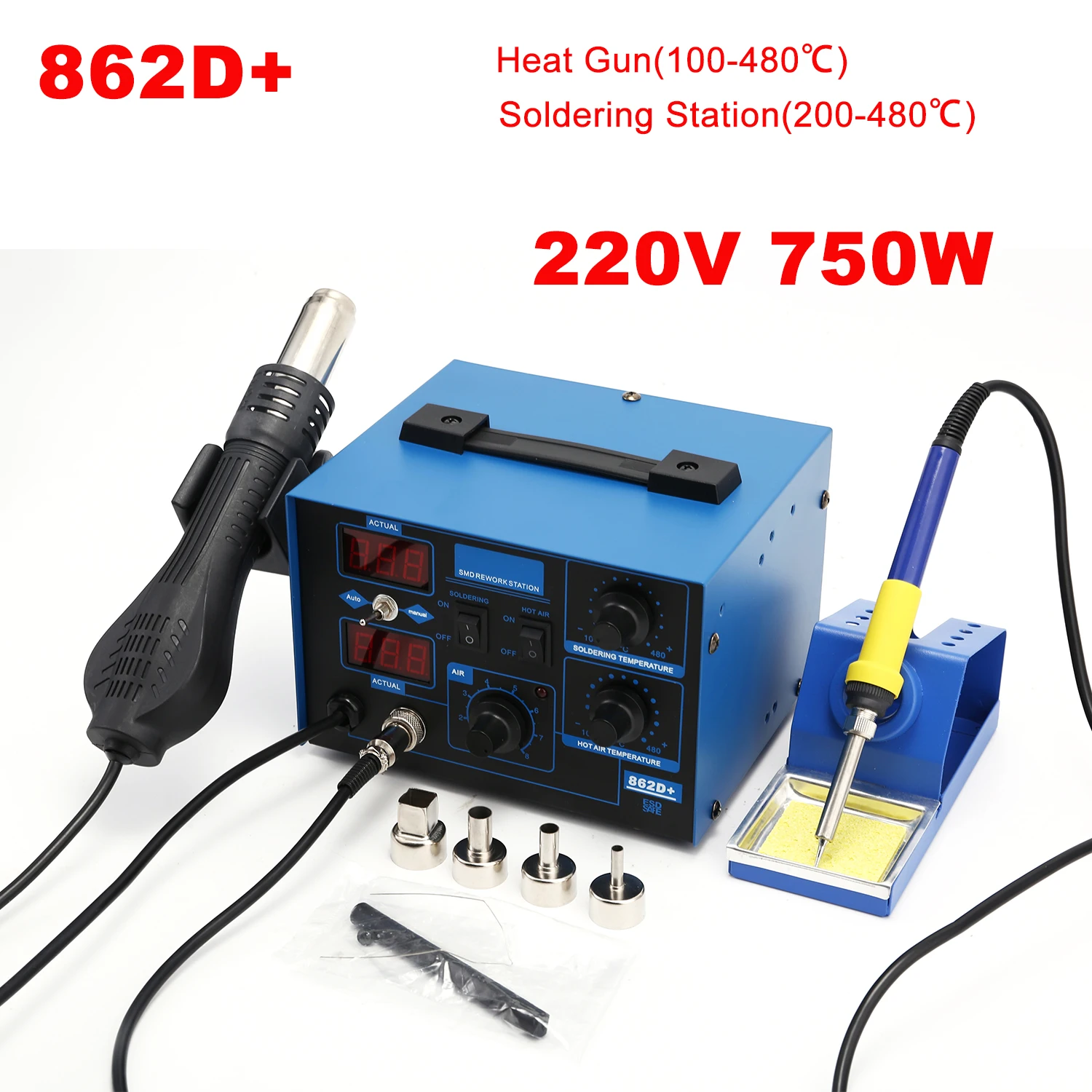 862D+ Soldeerstation 2-in-1 BG - Smd Rework Station Hot Air Soldering 2 In 1 recensie en prijs